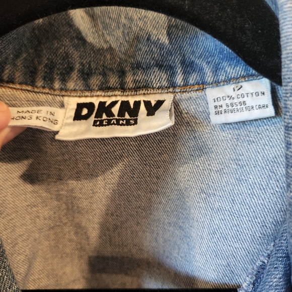 DKNY Womens Blue Button-Up Jean Jacket- Size L - Picture 9 of 9